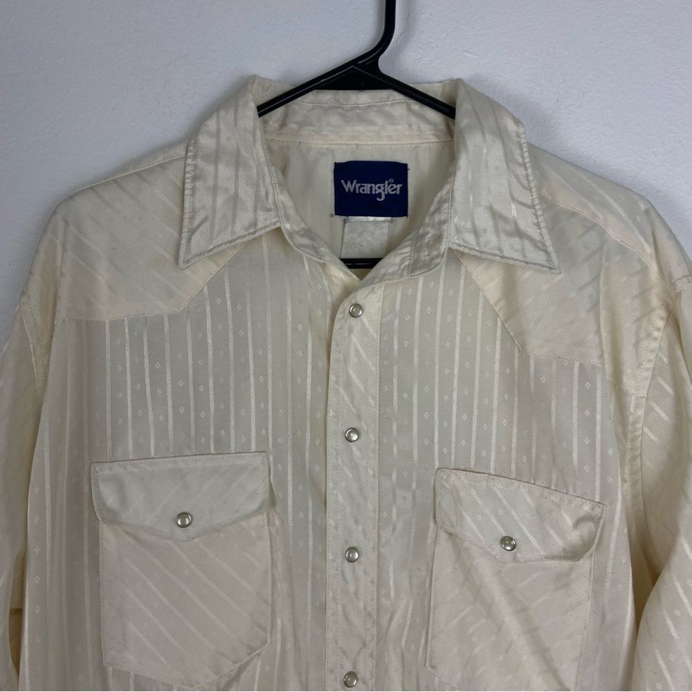 Vintage Wrangler Dressy Snap Button Shirt‎ Sheer Long Sleeve Western Cowboy XL - Picture 8 of 9